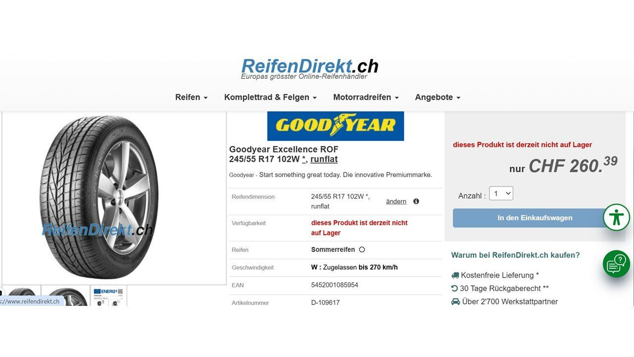 Goodyear Pneus & Kompletträder: 4 absolut neuwertige Sommerreifen von "Good Year" – Neu (gemäss Beschreibung) aus Herznach von tel_c9y5 5