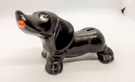 chien Teckel noir Dackel schwarz Dachshund  vintage 50s