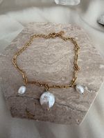 Armband 925 Silber goldfarben mit drei Perlen