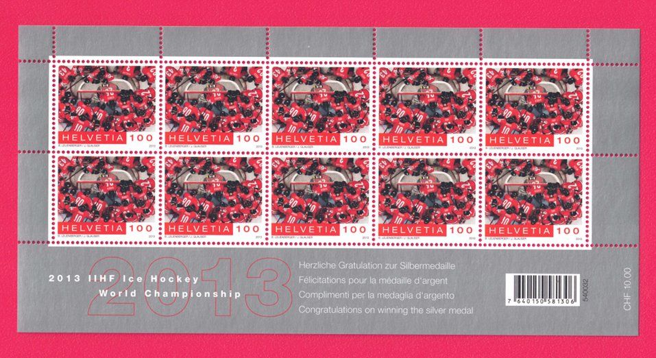 Alle Briefmarken: 2013, 1470, Sonderbogen, Eishockey-WM, Postfrisch** – Neu (gemäss Beschreibung) aus Lupfig von lubor
