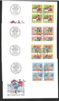 4 FDC Pro Juventute 1984 Serie Viererblöcke ET 26.11.1984