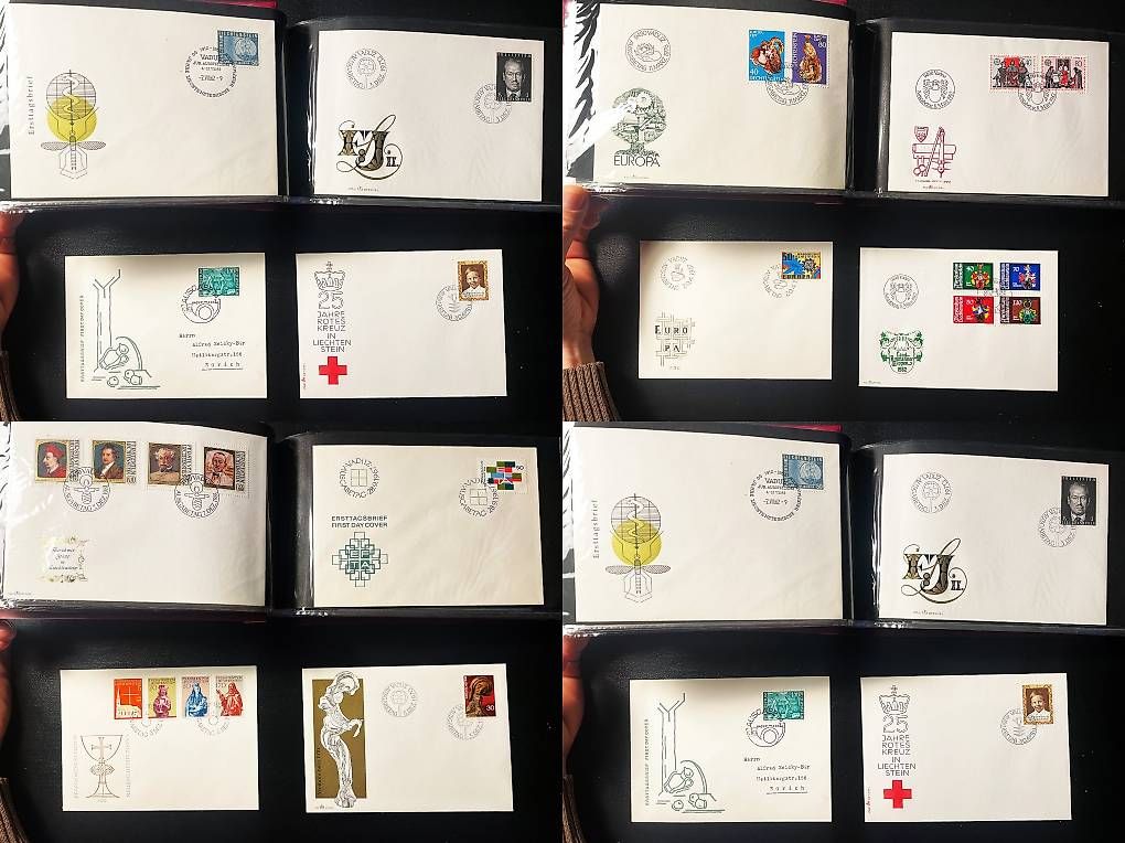Tutti i francobolli: Ersttagsbriefe FDC Lichtenstein 1961 bis 1989 – Usato da Luzern venduto da VictorHugenay 1