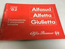 ALFA ROMEO ALFETTA GIULIETTA  CARATTERISTICHE E PRESCRIZIONI