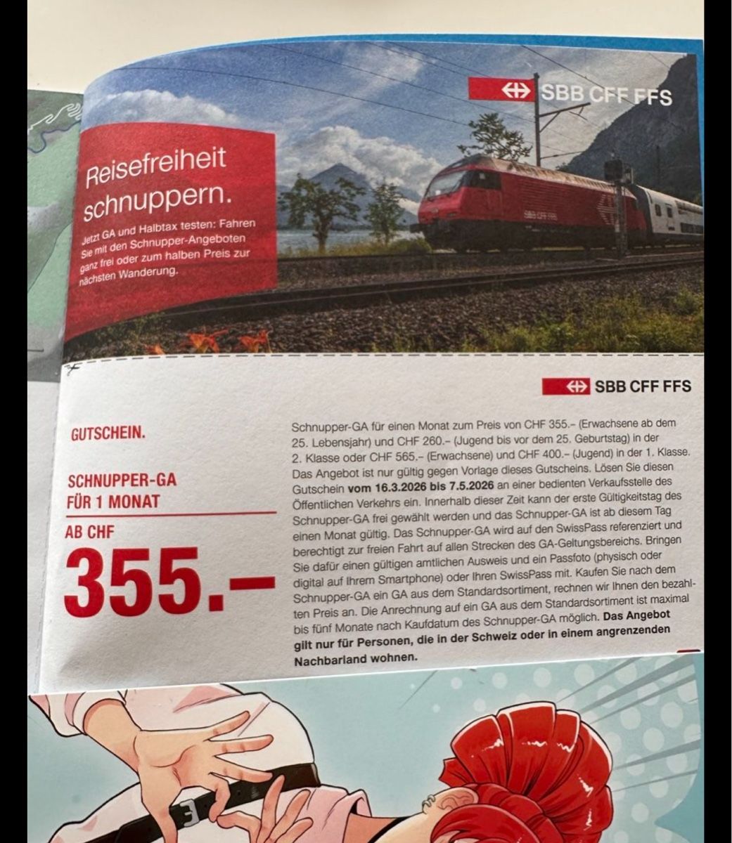 SBB/CFF/FFS Gutscheine: Schnupper GA – Neu und originalverpackt aus Zürich von aliciasp