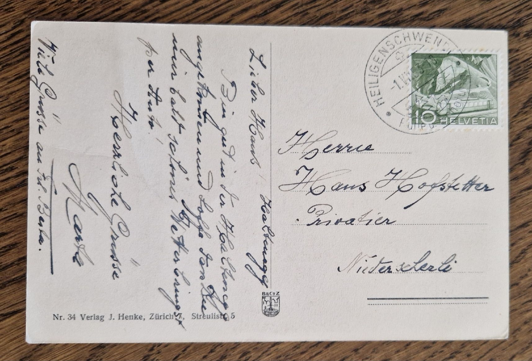 Cartoline postali: Kilchberg im Frühling, Haltenegg 1953 – Usato da Ebikon venduto da Donar50 1