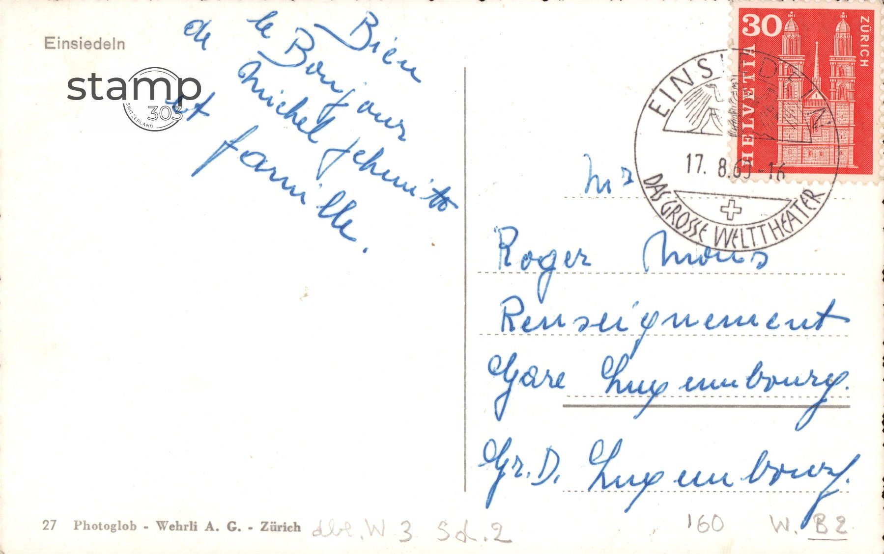 Cartoline postali: 1969 AK Einsiedeln – Usato da Eggersriet venduto da stamp303 1