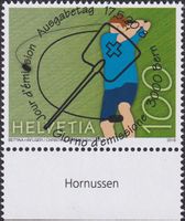 2018, Nr.1673 Hornussen mit Ersttags-Voll-Stempel +TABS