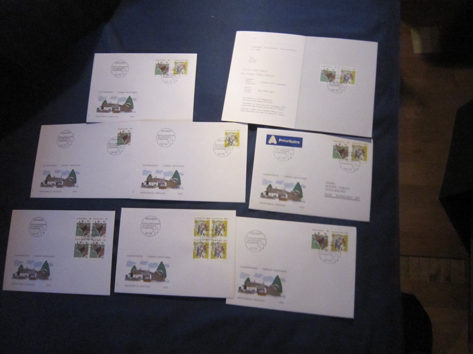 Tutti i francobolli: CH 1992 FDC Serie einzeln /4er 1xAdresse mit AK Stempel – Usato da Gordola venduto da Polentaefung