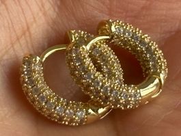 Luxus Elegante MiniCreolen  Ohrstecker Farbe Gold