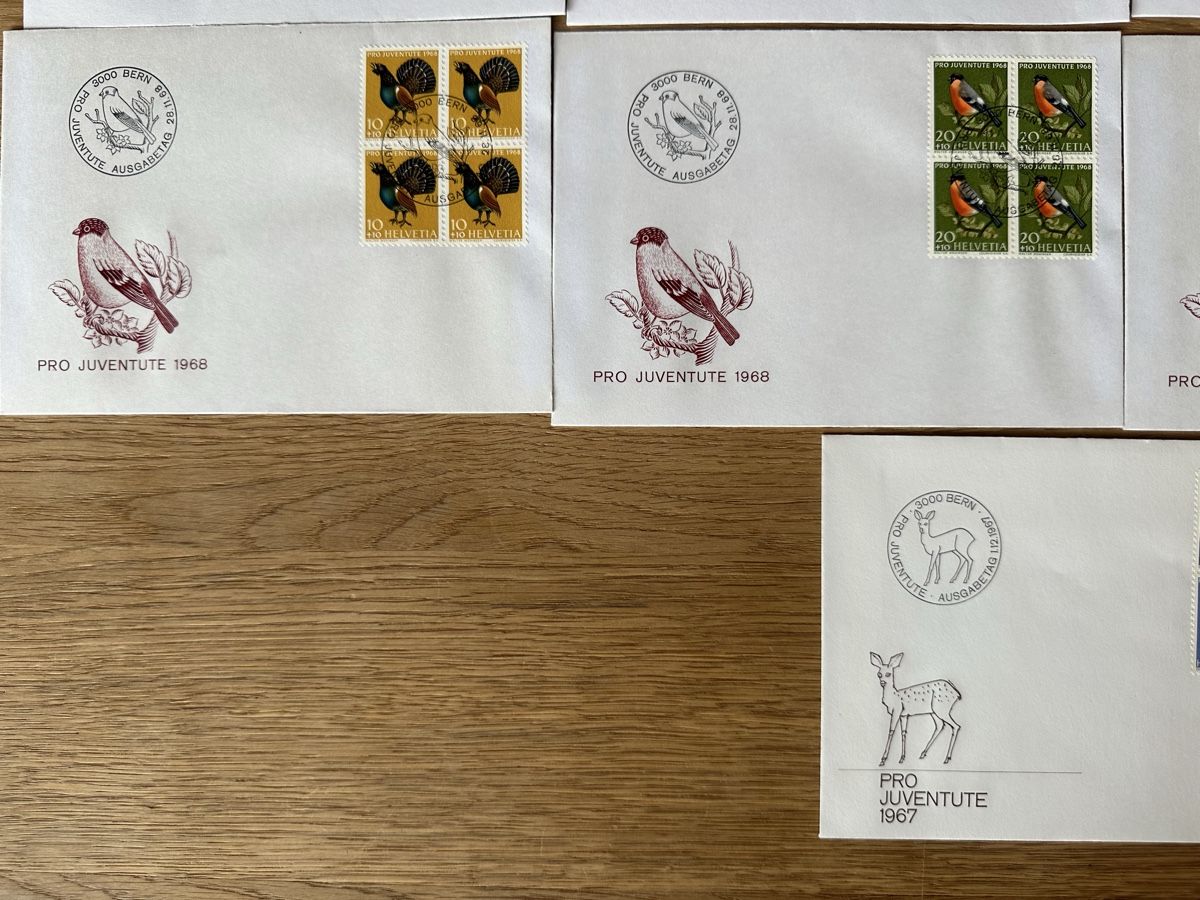 Alle Briefmarken: Schweiz - 13x Pro Juventute FDC 4er Blocks – Gebraucht aus Schmitten / FR von Samsara169 3