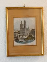 Historischer Farbstich „Cathédrale de Zurich“ – Grossmünster