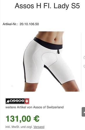 Assos Lady s_5 top Hose weiss schwarz gr.M