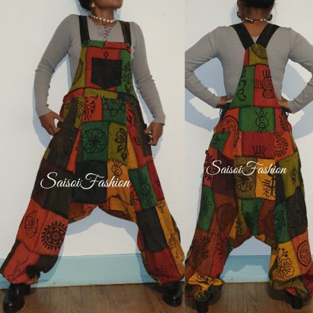 Sommer Hippie Boho Overall100%Baumwolle LatzhoseXS-XL