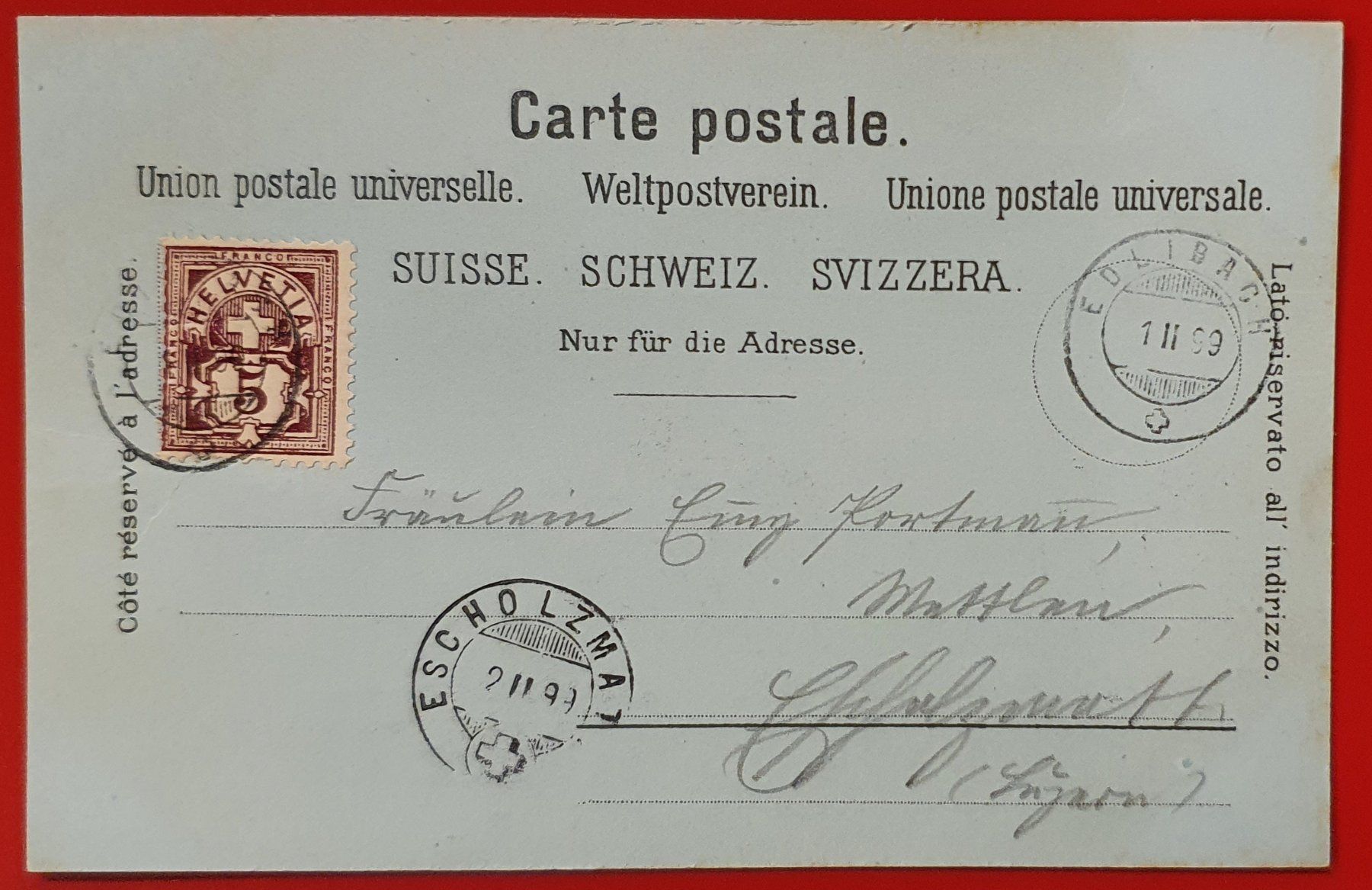 Cartoline postali: Gruss aus Menzingen 1899 – Usato da Kreuzlingen venduto da Rschweiz1 1