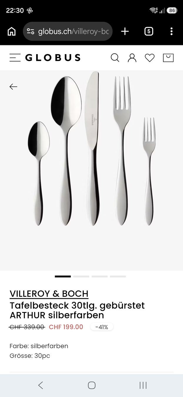 Villeroy & Boch Set di posate: Villeroy & Boch Arthur Brushed Besteck Set 30 Pcs – Nuovo e nell'imballaggio originale da Wetzikon ZH venduto da Tothart 7