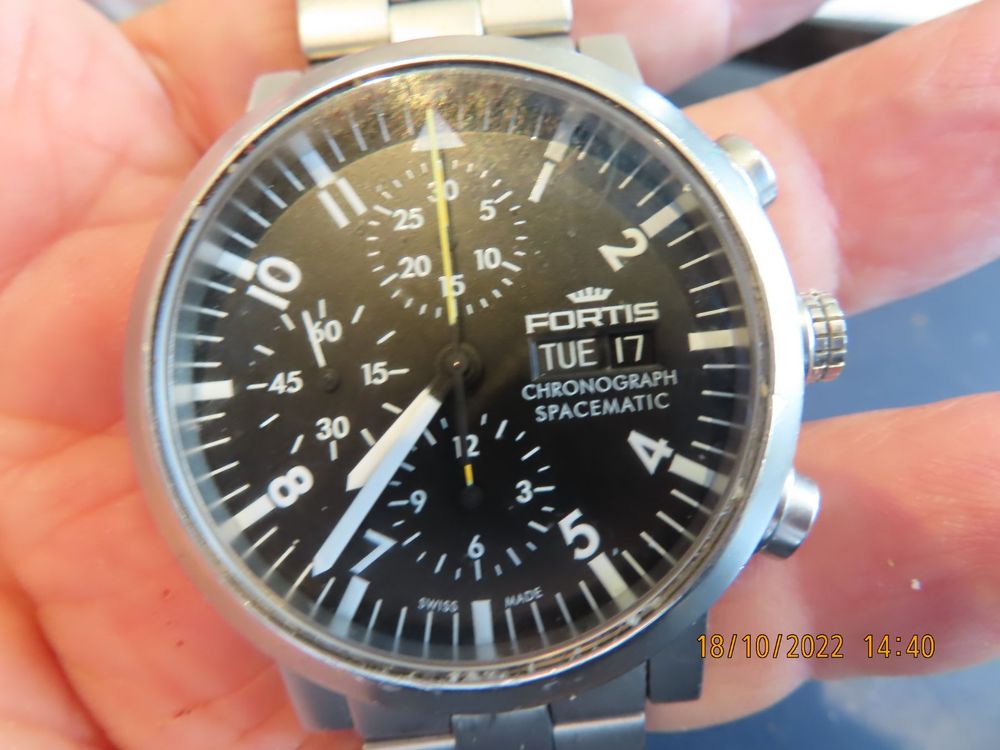 Fortis Chronograph, Spacematic, läuft, Ø, Band 22cm