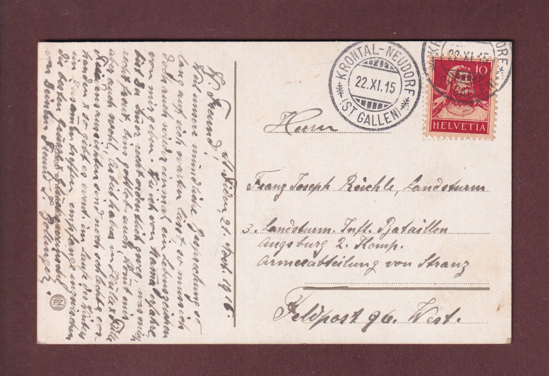 Cartoline postali: ST. GALLEN - Bahnhof - Post - Rosenberg - 1915 – Usato da Pully venduto da nicecards 1