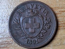1 Rappen 1891 - breites Kreuz!