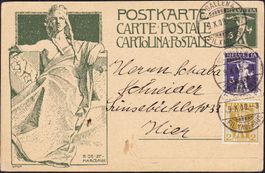 1909: GS-PK Tellknabe St.Gallen Kaufhaus, UPU, Stenografie