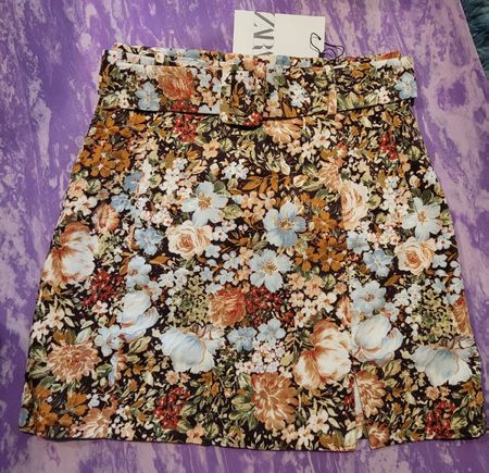 Zara Velvet Floral Skirt