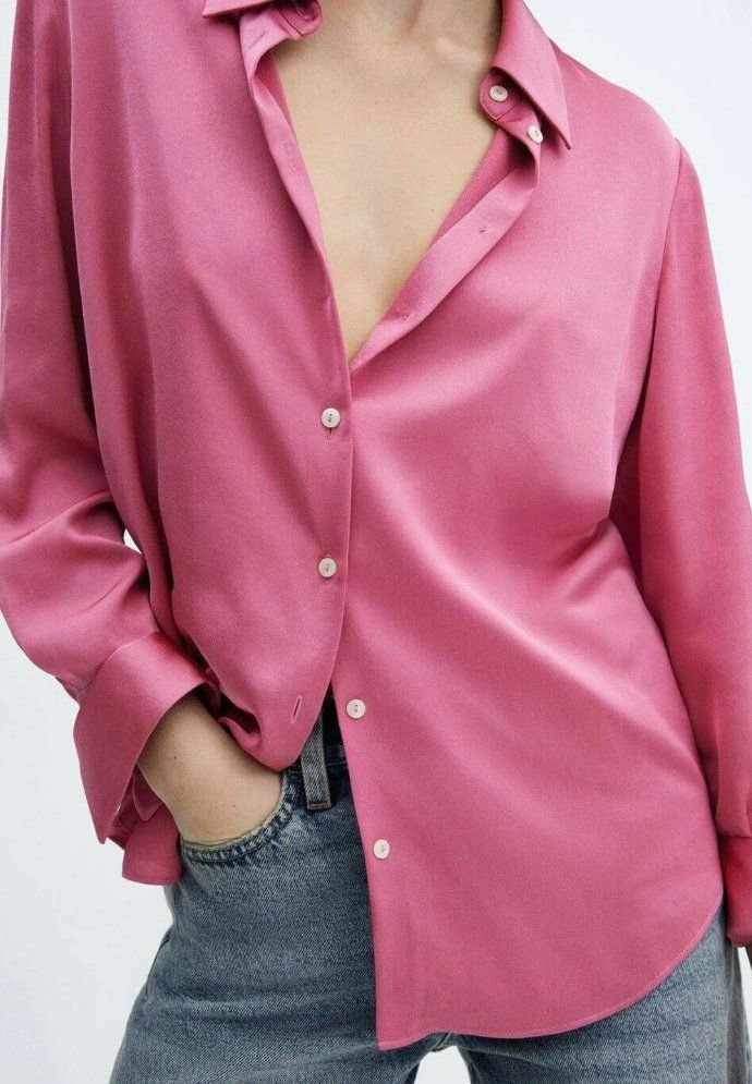 Mango Camicette: MANGO satiniertes Hemd Hemdbluse Bluse Gr.L (38-40) NEU – Nuovo e nell'imballaggio originale da Rotkreuz venduto da beltraum 4