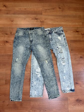 2x Women’s Distressed Jeans Bundle – Sizes 36/M – Acid Wash