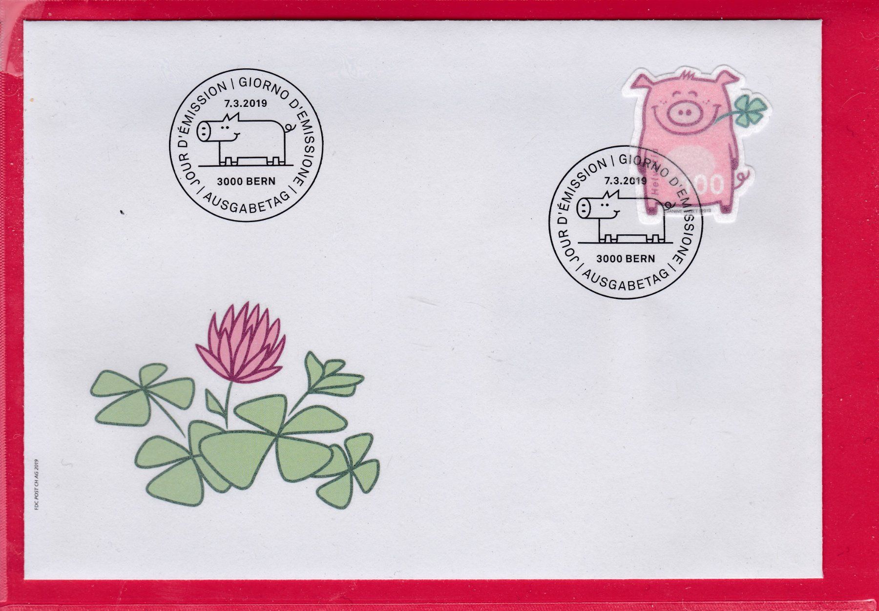 Tutti i francobolli: 2019, FDC, GLÜCKSSCHWEIN, 7.3.2019 – Usato da Oberrieden venduto da Gebirgsstelze