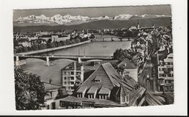 AK 1947  Basel - Die drei Rheinbrücken mit Tram