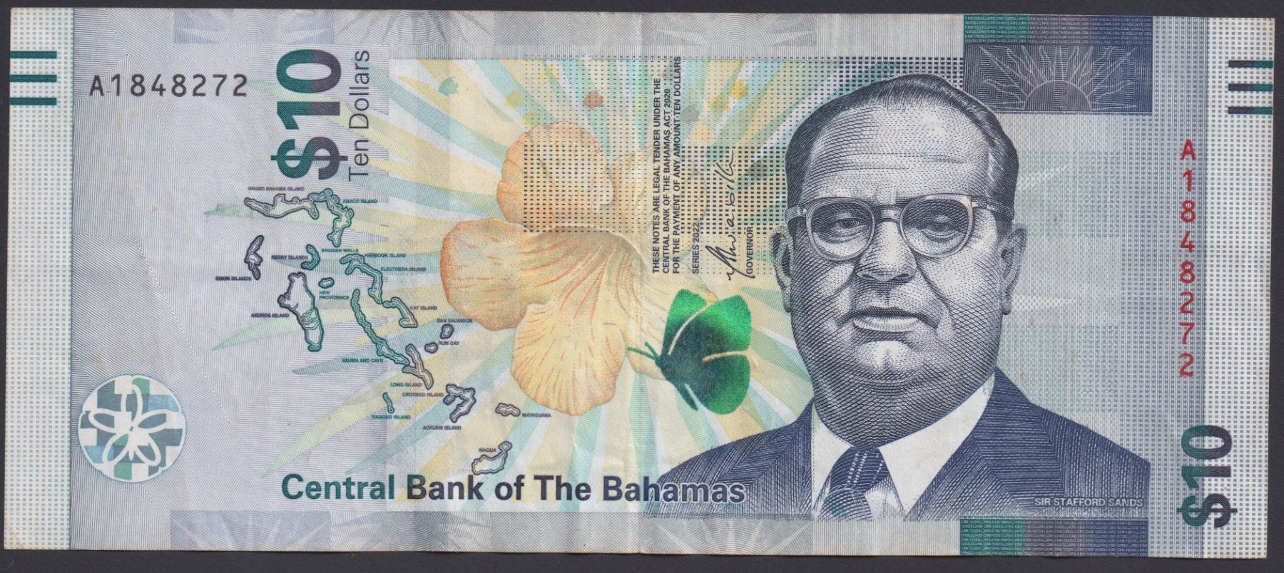 Banconote: Bahamas 10 Dollars 2022 – Usato da Brugg AG venduto da banknoten_muesli