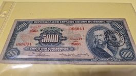 Alte Brasilianische Banknote 5000 Cruzeiros