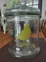 Wow: Grosse glas Bonbonier mit Vogel Deko/ Vintage Shabby
