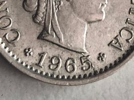 Abart 5 Rp. 1965 mit Stempelriss durch Zahl 5