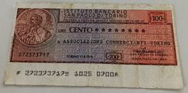 Italien 100 Lire Scheck 1976