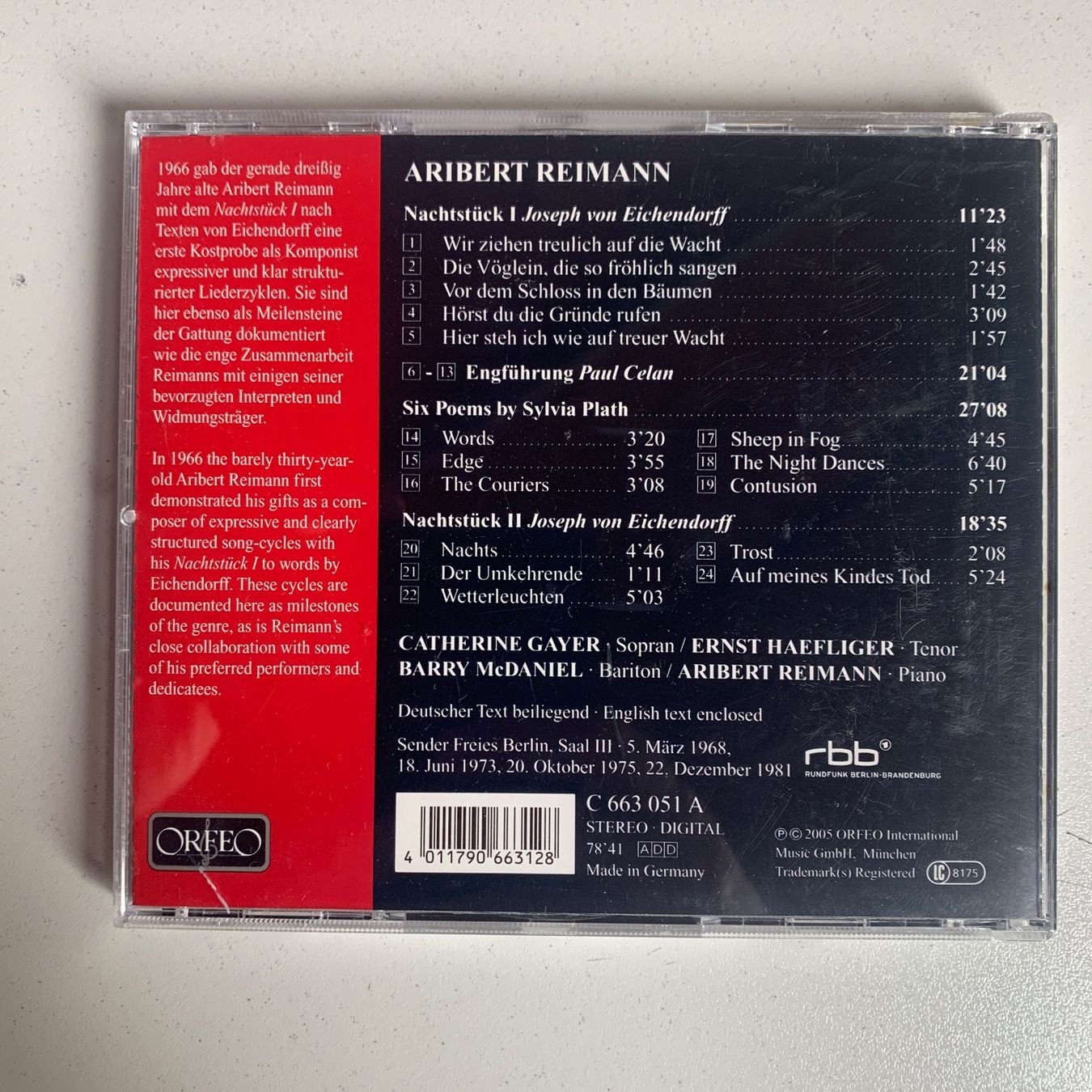 CD: Aribert Reimann: Lieder – Usato da Stans venduto da Abukadnezar 1