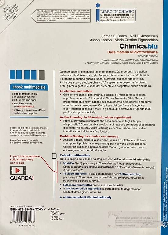 Bücher: Libro 1a Liceo Chimica.blu – Gebraucht aus Rancate von sanaman 1