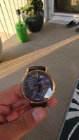 Edox Herren Uhr Kalender Lederband Goldfarben guter Zustand