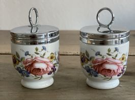 2 Eierbecher Royal Worcester Porzellan Blumendekor 