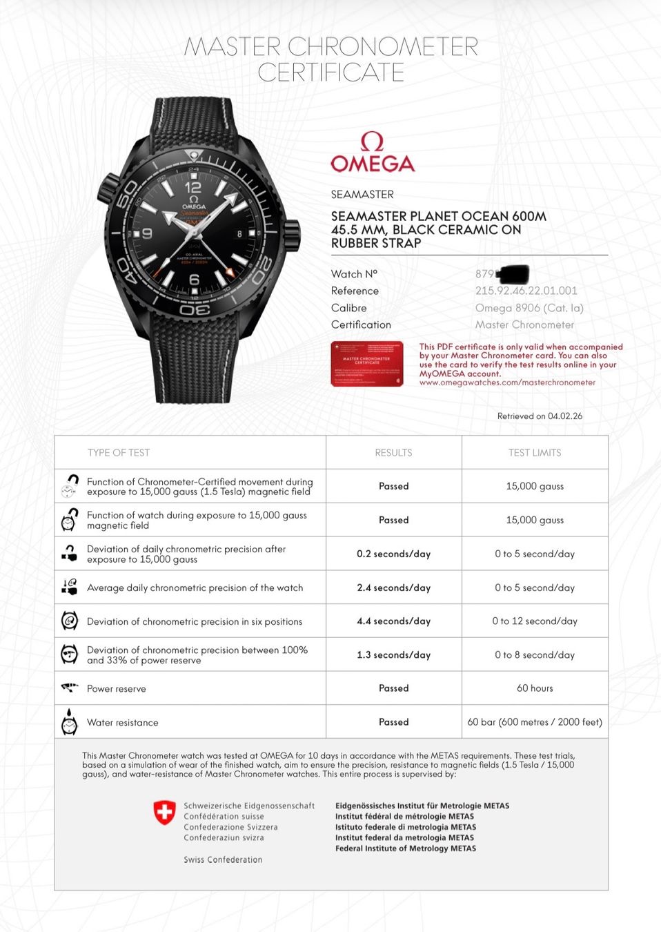 Omega Montres: OMEGA Seamaster Planet Ocean GMT Deep Black Fullset – D'occasion à Birsfelden par Mynos 4