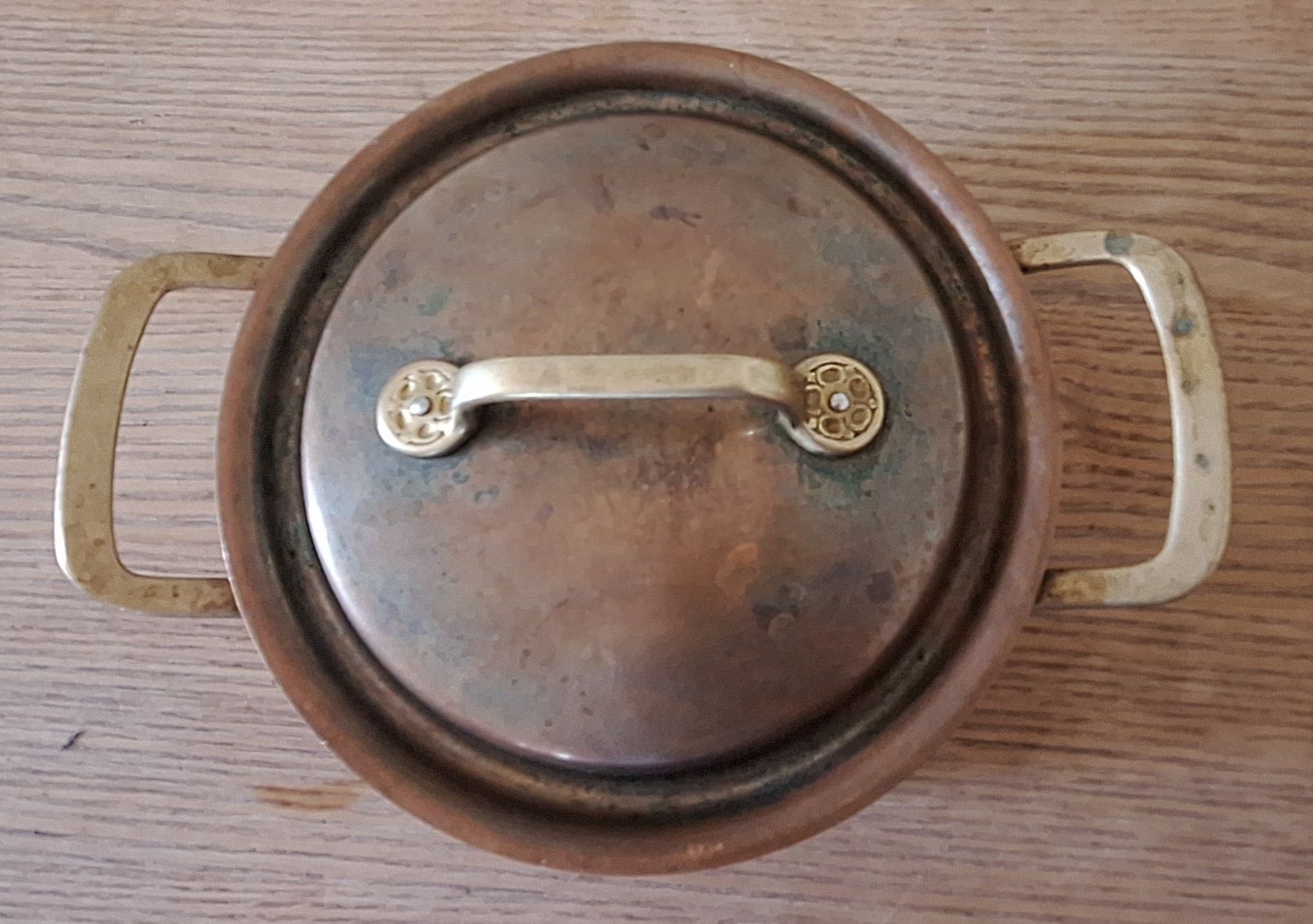 Padelle: Kupfertopf mit Deckel Metallgriffe gebraucht – Usato da Adlikon b. Andelfingen venduto da Kraemse