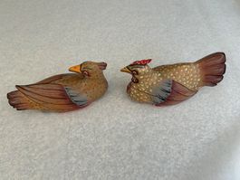 Holzfiguren Vögel 2er Set handbemalt Indonesien