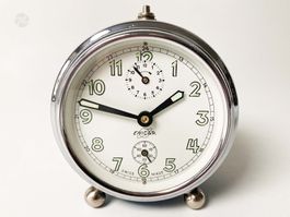 Vintage Enicar Wecker mechanisch Metall Blau Analog Clock