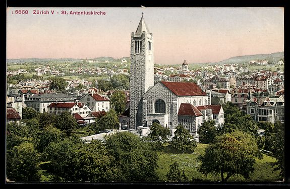 Cartoline postali: AK Zürich, St. Antoniuskirche – Usato da Berlin venduto da bartko-reher