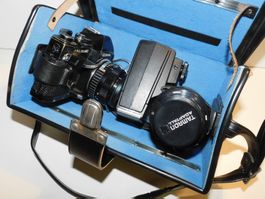 Fotoapparat alt Cosina Hi-Lite EC Blitz Metz - Tamron Objekt