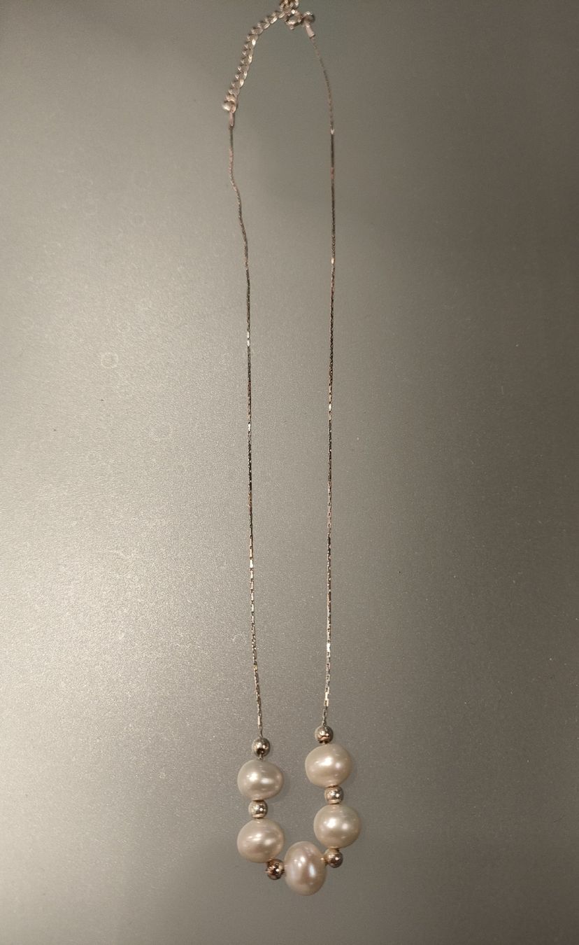 Catenine: Silber Kette mit Süsswasserperlen – Nuovo e nell'imballaggio originale da Bern venduto da Lidia.5 1