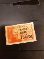Madagascar France Libre 1.00F, timbre rare d'hiver!