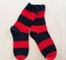 Cashmere 100%, Hand Made Knitted Socks Red/Black