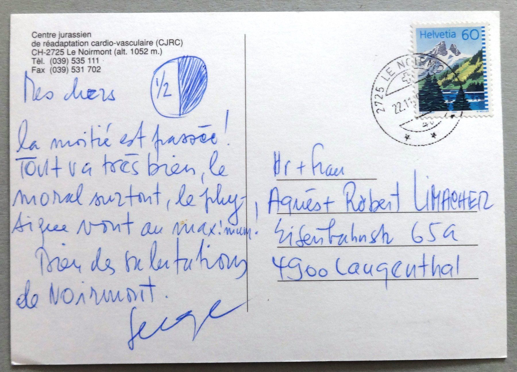 Cartoline postali: CJRC, Le Noirmont (alt. 1052 m) – Usato da Fétigny venduto da Billy2miny 1