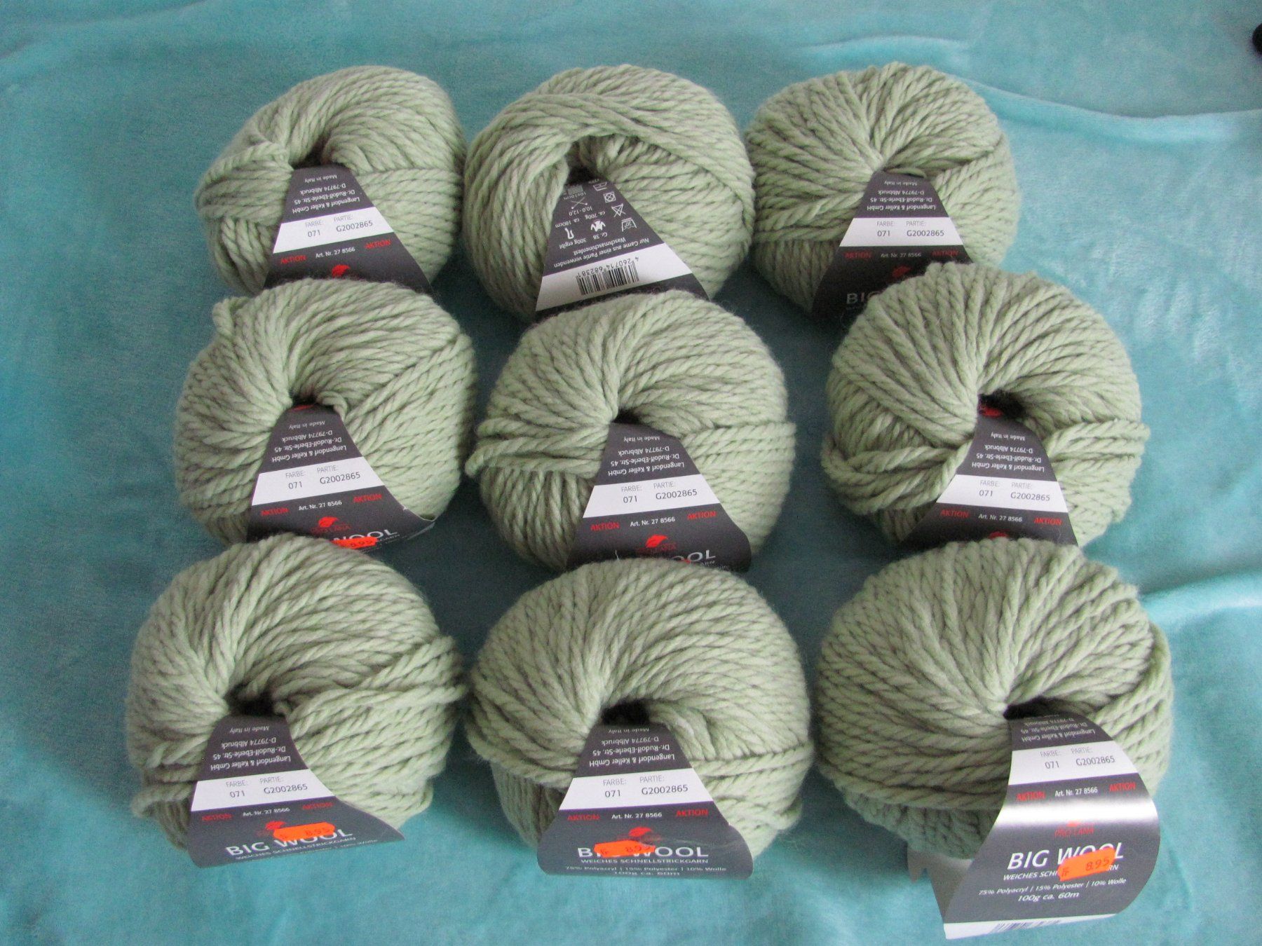 Pro Lana Lana: 9x Big Wool in Salbeigrün 100g – Usato da Kriens venduto da Miracle49 1