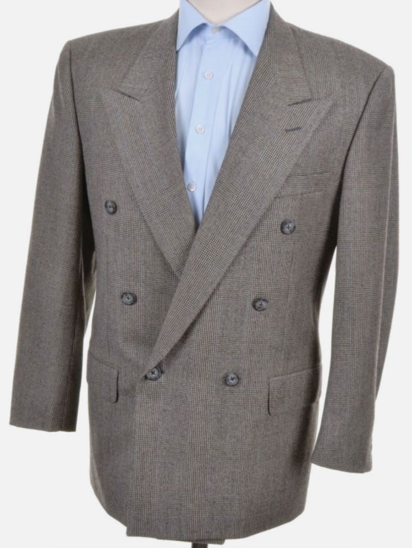 Corneliani Giacche: Corneliani Doppelreiher Blazer Glen Check grau/blau – Usato da Lyss venduto da Sandroloco