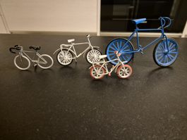 5er Set Miniatur-Fahrräder aus Metall – Deko / Modellbau 